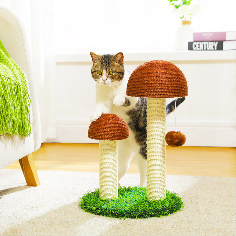 Grattoir pour chat en sisal naturel en forme de champignon