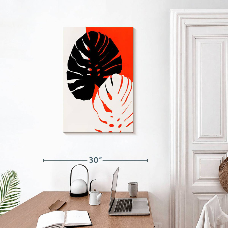 Harnek Monstera Leafs - noir, H 30 po x l 20 po