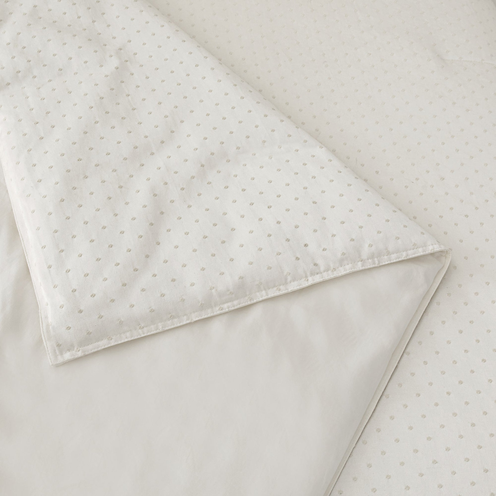 Riesel Ivory Cotton Blend Swiss Dot Classic Casual Duvet Cover Set, King Duvet Cover + 2 King Shams