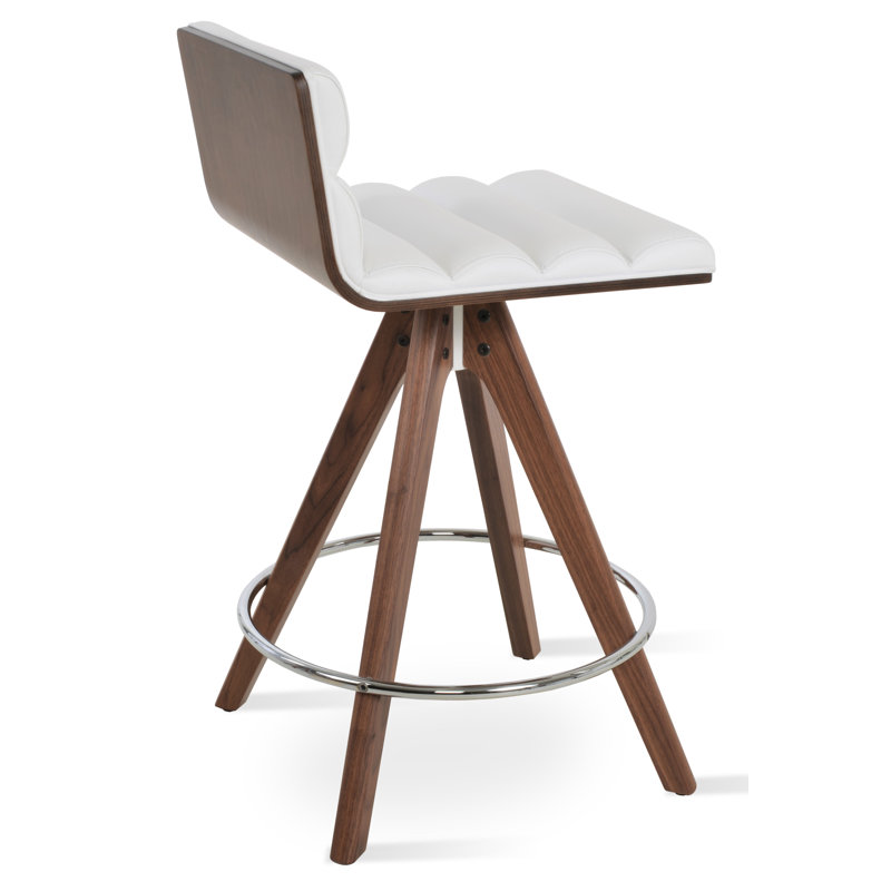 Corona Comfort Pyramid Counter & Bar Stool, White Leatherette, Counter Stool (24.5” Seat Height)