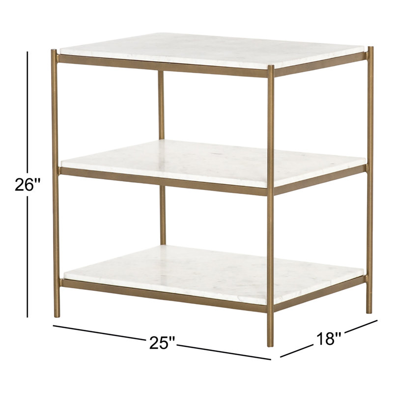 Feltault Nightstand, Antique Brass/White