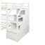 Lit mezzanine simple au-dessus de double avec escalier de rangement, lit superposé en bois de pin massif avec échelle réversible et garde-corps blancs