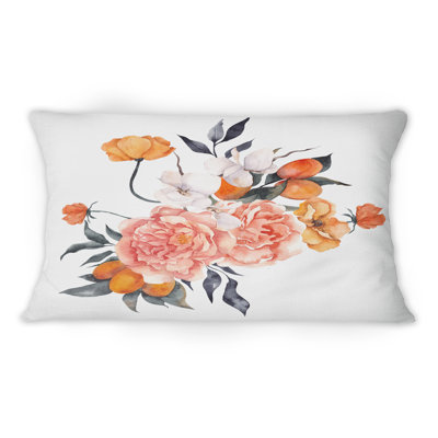 Bouquet avec citron, citron et tangerine I - Coussin décoratif traditionnel imprimé 1