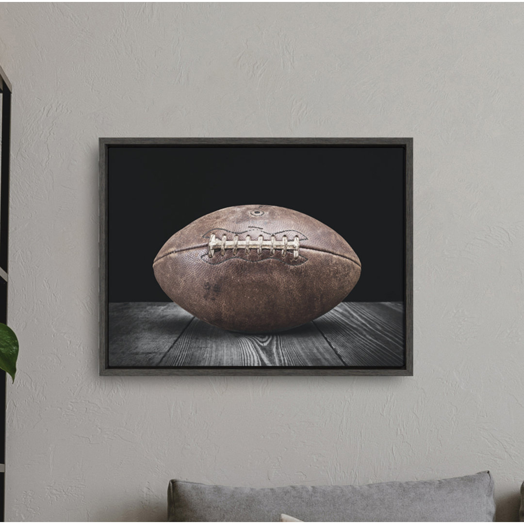 Imiya Vintage Football on Black' by Shawn St.Peter- Floater Frame Photograph Print on Canvas Harriet Bee