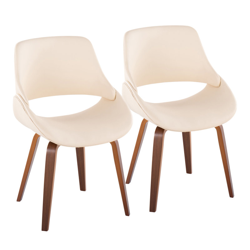 Linnetta 19.25'' H Upholstered Side Chair, Black Bent Wood, Cream Faux Leather