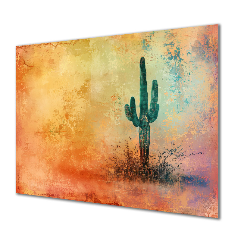 Nevada Desert Saguaro Cactus - Art mural en métal floral, impression de cactus floral, H 30 po x l 40 po x P 0,84 po