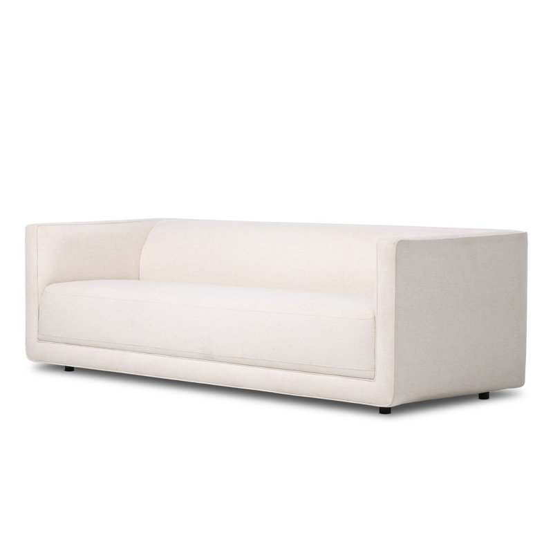 Phillip 94.5" Upholstered Sofa, Nomad Snow Crypton Top Grain Leather