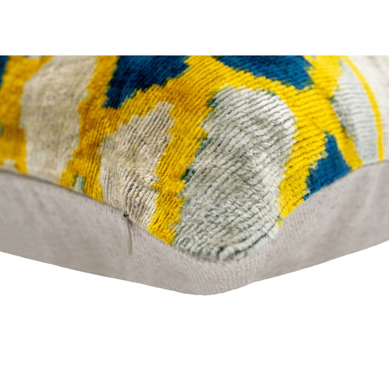 Velvet Lumbar Pillow Cover & Insert, Blue/Gray/Gold Geometric 2