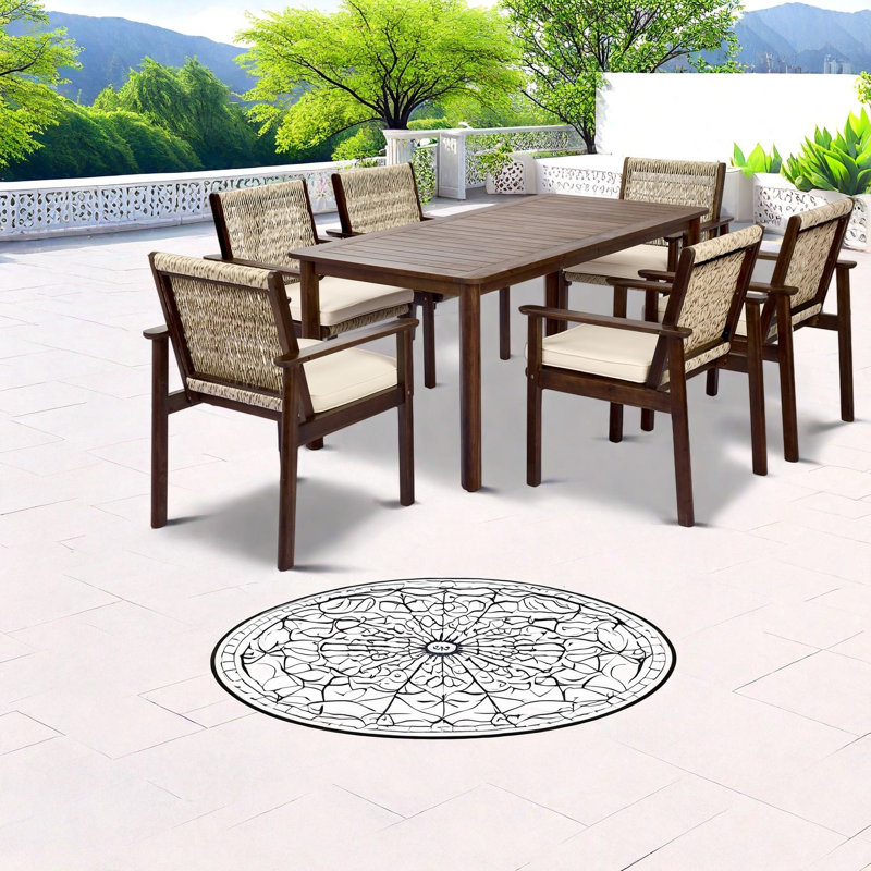 Spacieuses tables de patio en bois d'acacia de 68,9 po de style rustique moderne pour l'extérieur