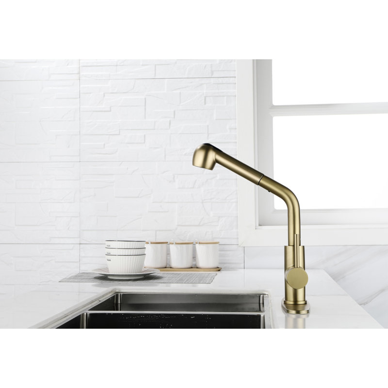 Robinet de lavabo utilitaire en acier inoxydable Spot Gold avec bec rétractable simple et double, buse rotative 360 °, finition rouille, idéal pour une utilisation quotidienne de l'eau en acier, buse haute 360 °, facile