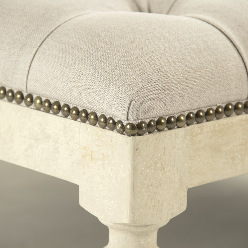 Piatt Square Ottoman, Ivory, White Ash