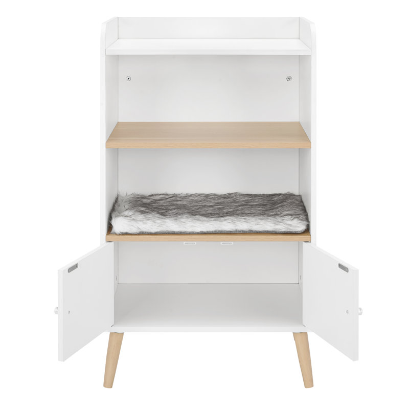 Becky 39" White Single Rest Cat Tree Bookshelf With Drawer