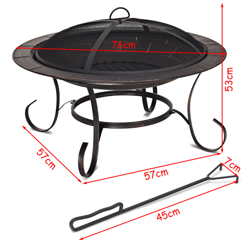 Kwiatkowski Round Iron Charcoal Smokeless Fire Pit
