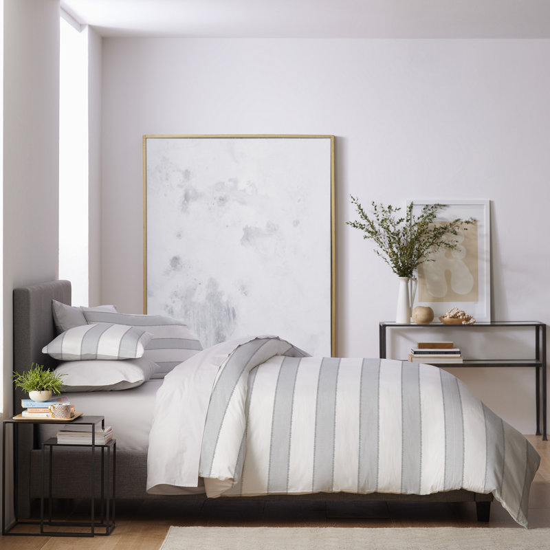 Clean Design Home Aspen Duvet Set, Light Gray, Queen Duvet Cover + 2 Standard Shams