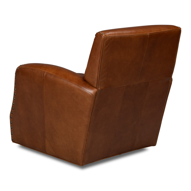 The Taft Swivel Club Chair, Brown Genuine Leather