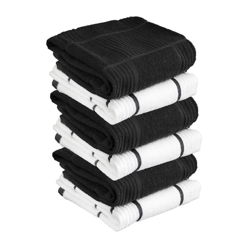 T-fal Solid and Check Dish Cloth, Charcoal