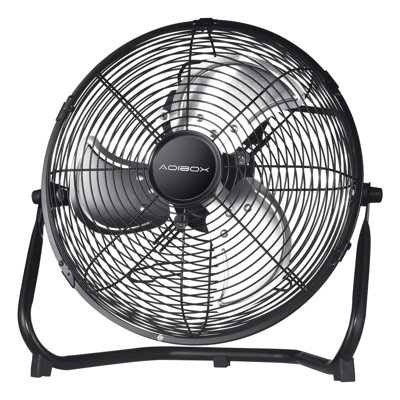 3-speed High-velocity Industrial Heavy-duty Metal Floor Fan, Black, Adjustable Tilting Head, Indoor/outdoor Use