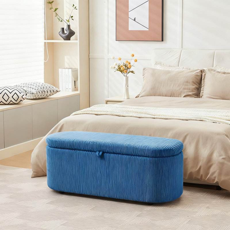 Banc de rangement avec repose-pieds Skandar, Bleu