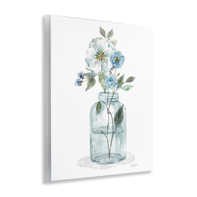 Soft Blue & White Flowers Wall Plaque Art by Livi Finn