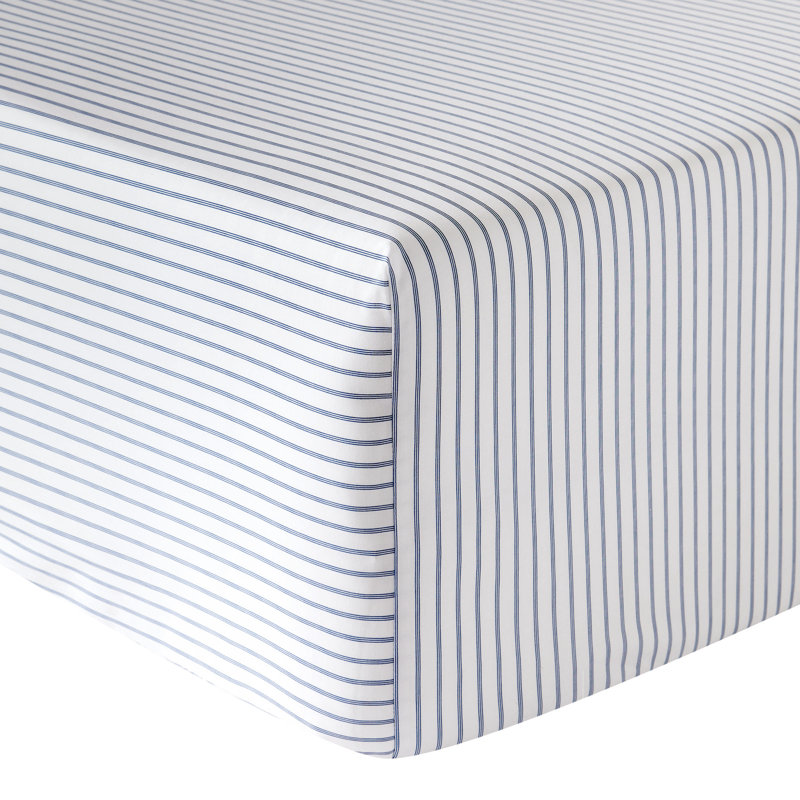 Galante Egyptian Cotton Percale Striped Fitted Sheet, King Fitted Sheet