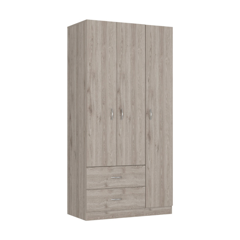 71" Black Wood Two Drawer Combo Dresser, Light Gray