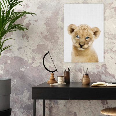 Peekaboo Baby Lion Contemporary Wall Art Print 1 Piece Wrapped Canvas Wall Art