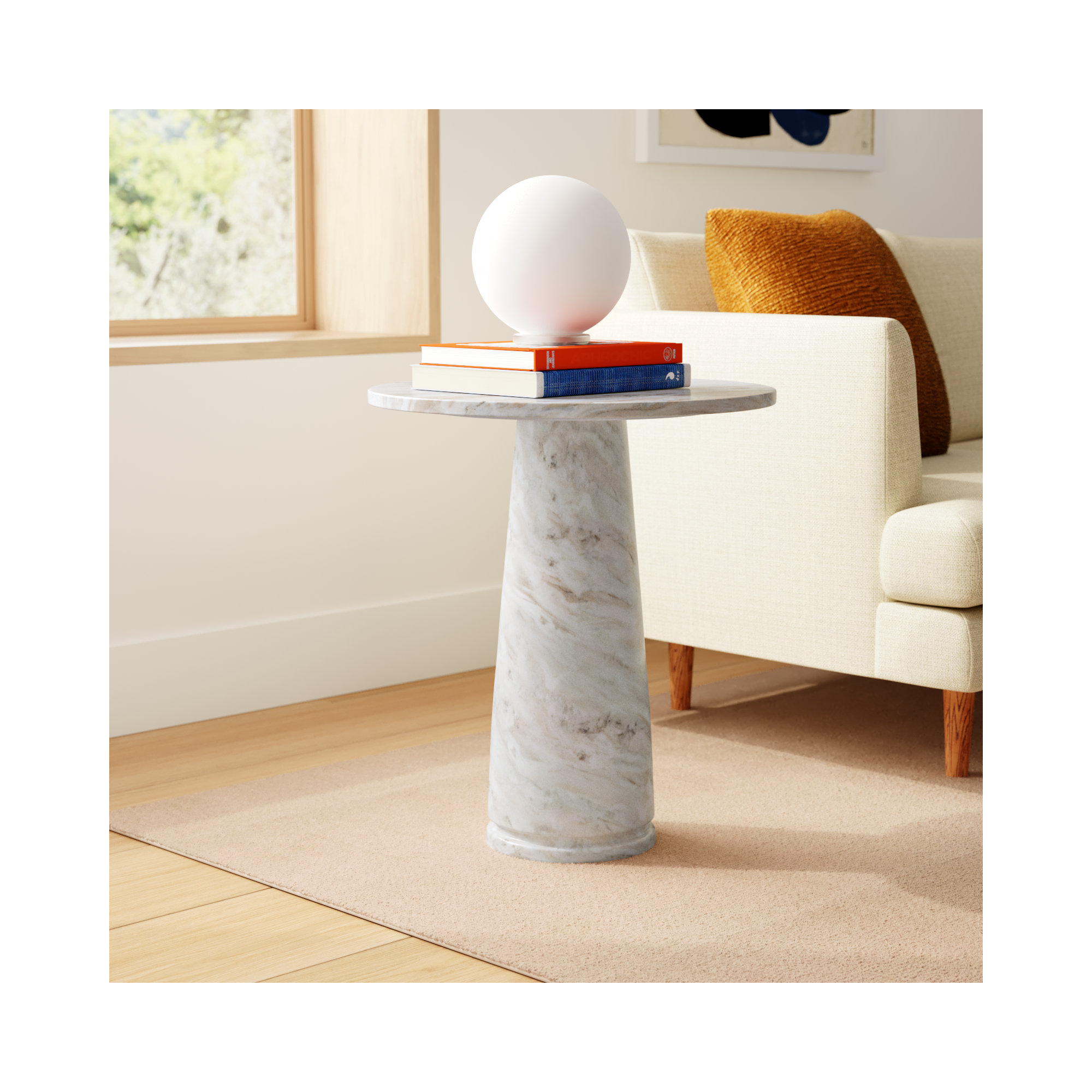 Daktari End Table, White/Brown