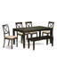Ensemble de salle à manger 7 pièces composé d'une table de salle à manger rectangulaire avec feuille papillon et 6 chaises de salle à manger en tissu de lin, cappuccino-109972871-133797340-133797341