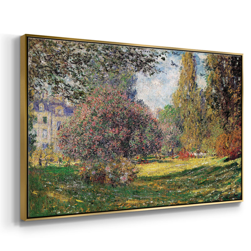 «The Park» par Monet - reproduction sur toile avec cadre flottant, H 25 po x l 37 po x P 2 po, Or