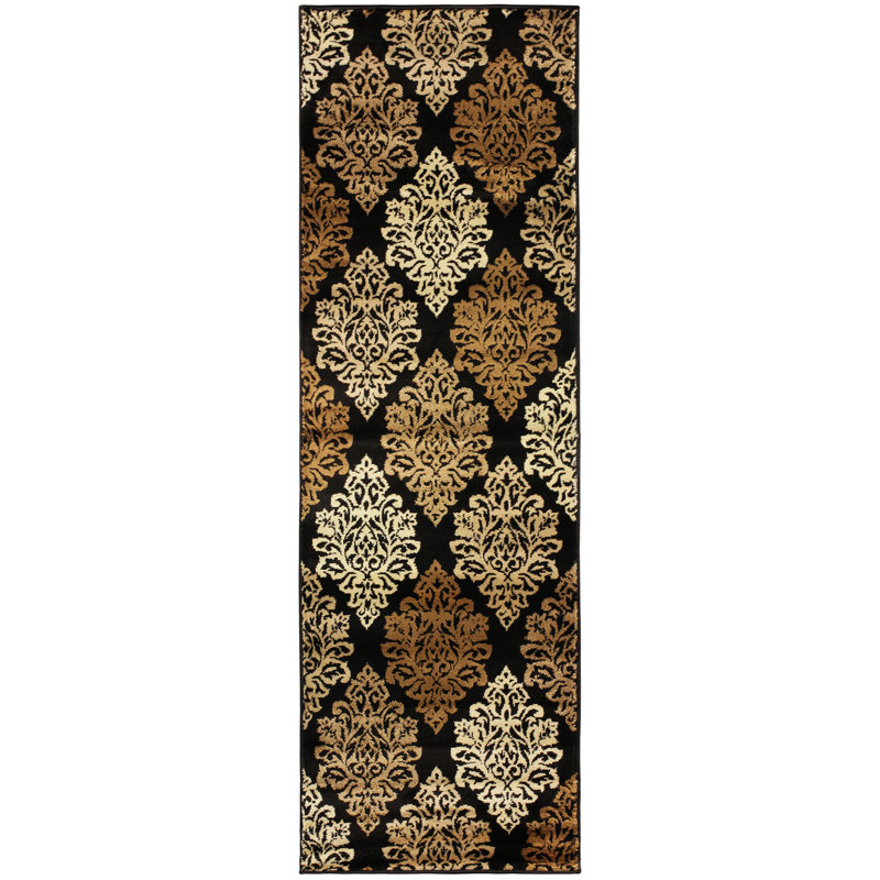 Valarie Contemporary Floral Damask Indoor Area Rug, Runner 2'7" x 8'
