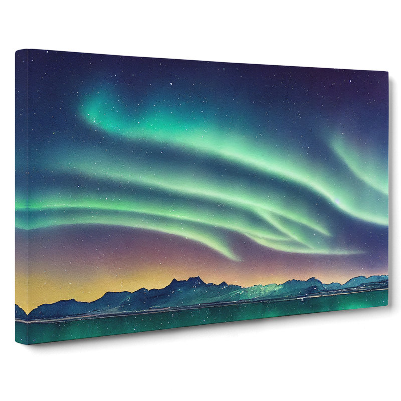 XXX-H1022-WF-6429X Northern Lights Watercolour Vol.1 - Wrapped Canvas Print, 35cm H x 50cm W x 3cm D