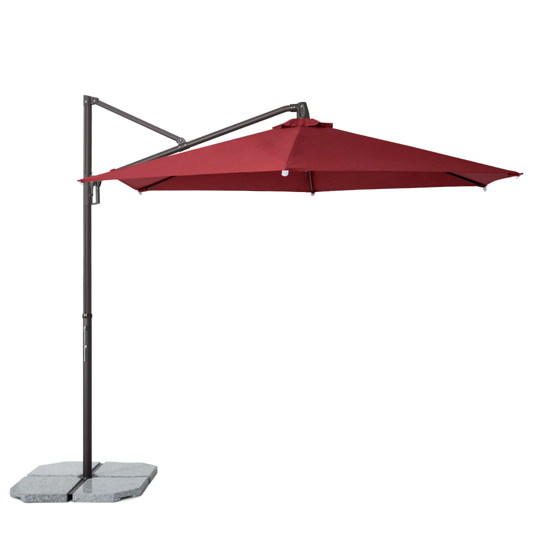 Jassim 10ft Deluxe Cantilever Umbrella, Offset Umbrella with 360 Degree Rotation, Crank Control and 5-level Arlmont & Co. Fabric