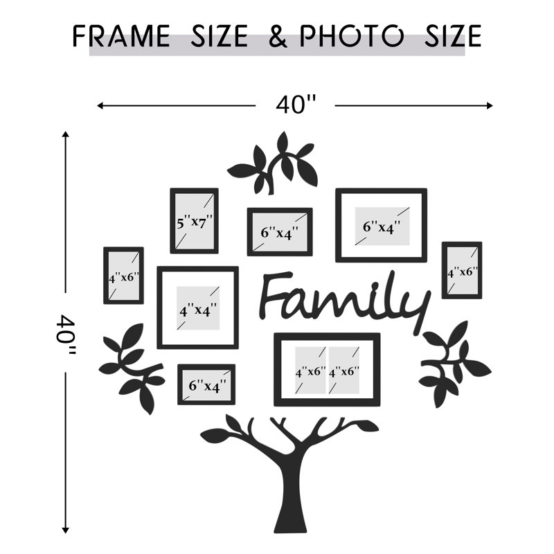 Family Tree Picture Frame Wall Decor Set