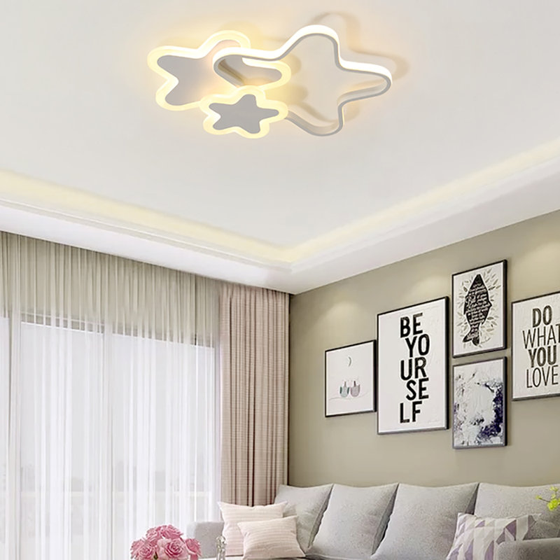 Star LED Ceiling Light with Remote, Modern Flush Mount Fixture for Kids Room Bedroom