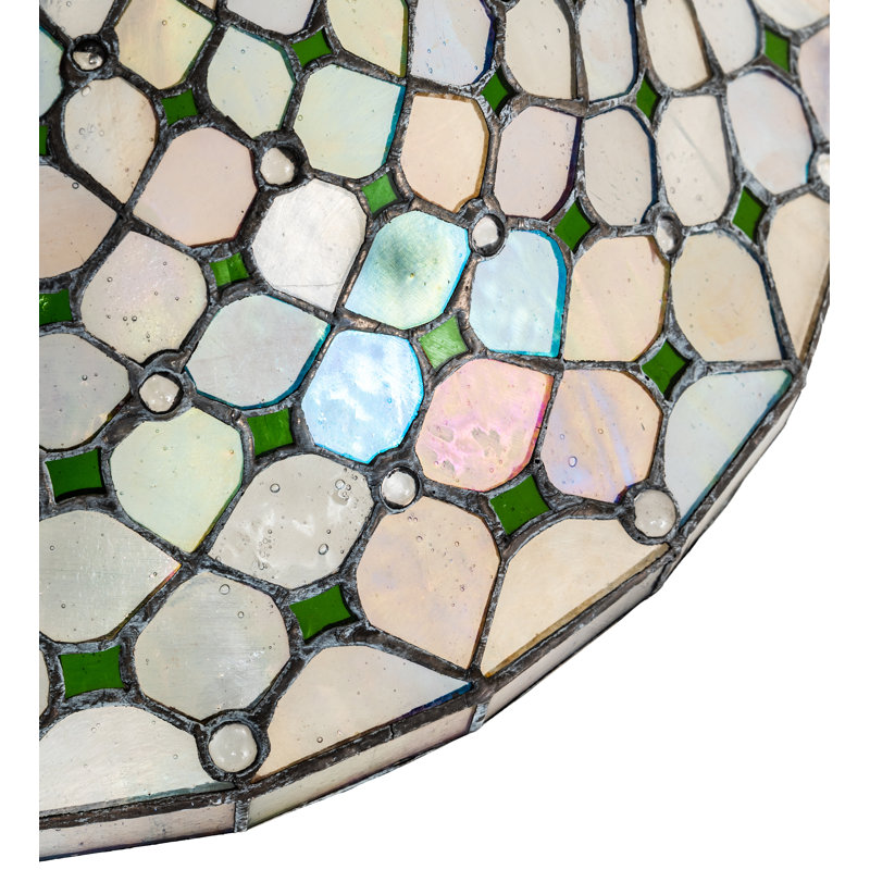 Meyda Tiffany & Stained Glass Bowl Lamp Shade, Ivory/Ivy Green/Mahogany Bronze