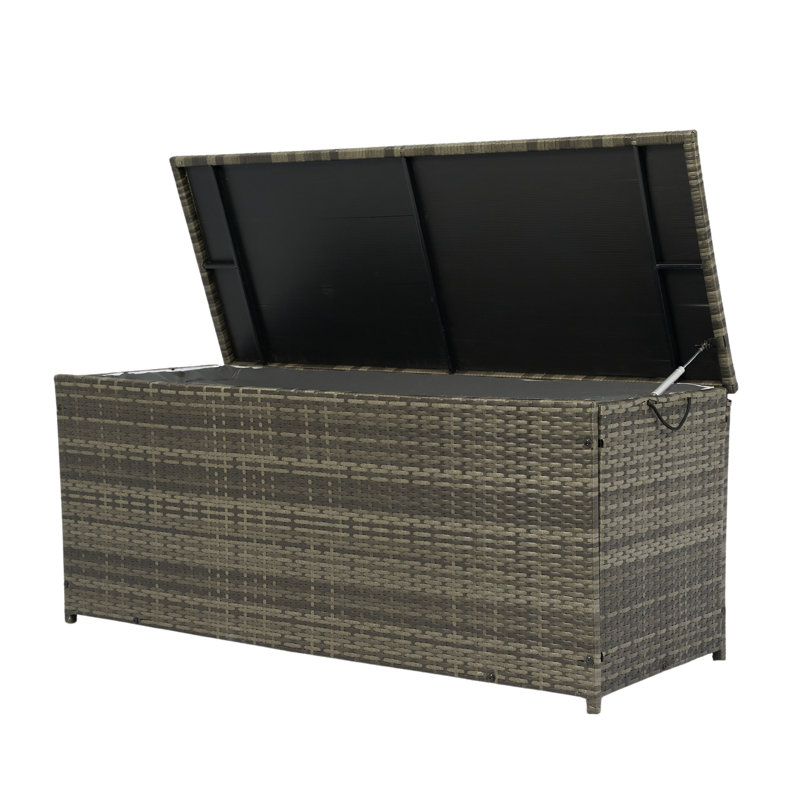 Coffre de rangement de jardin 113 gallons. Gris avec couvercle Structure légère en métal. Eau. Pour une utilisation à l'extérieur - Caisse spacieuse pour patio, terrasse. Doublure amovible, rouille portable et utile
