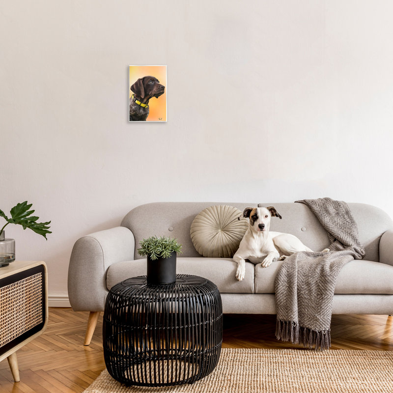 «Lab Puppy on Orange» par Renel Peters, H 15 po x l 10 po