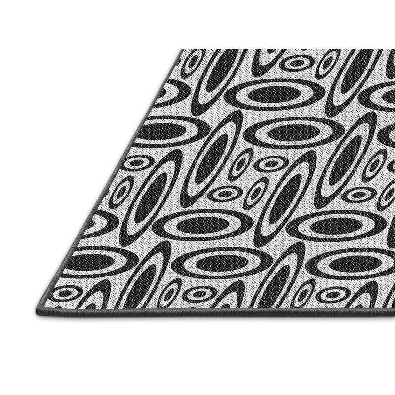 Tapis noir/blanc à motifs, Rectangle 2 pi x 4 pi