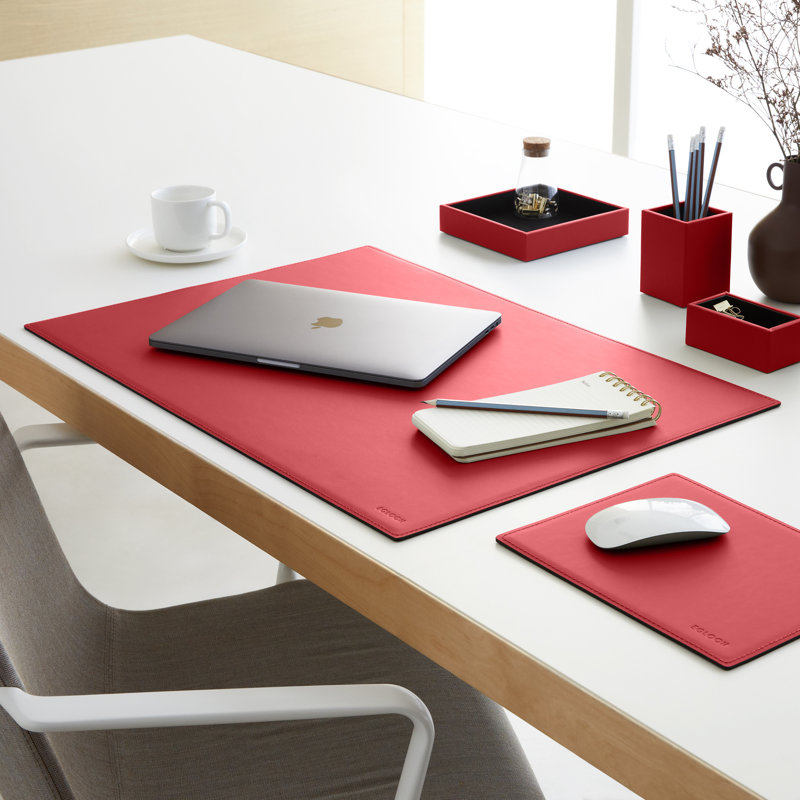 Mercurio Leather / Faux Leather Desk Pad, Ferrari Red