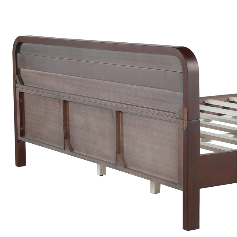 LIT EN GRAND BOIS PINE, GRAND ET STABLE, PAS DE BOÎTE À RESSORTS NÉCESSAIRE, COULEUR NOYER FONCÉ, Queen, Dark Walnut