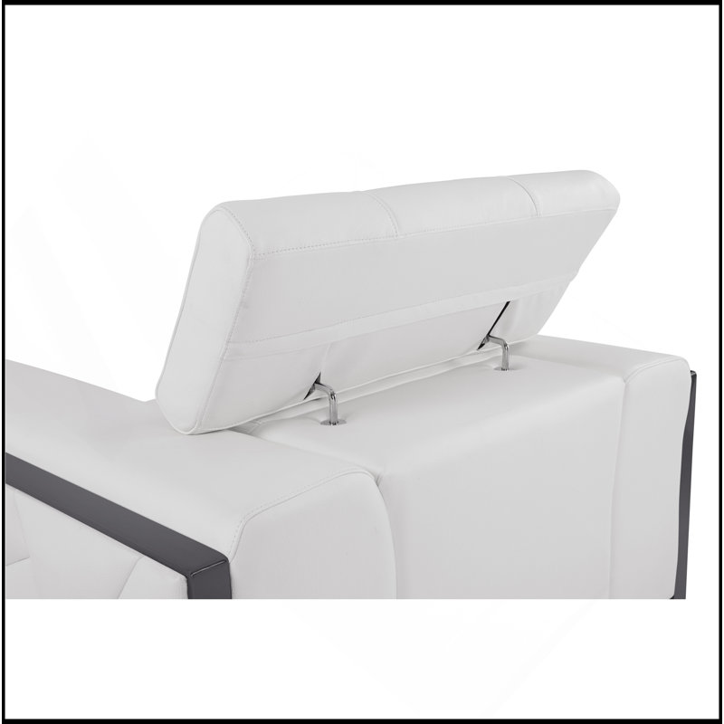 Causeuse en cuir italien Global United, Blanc, Noir