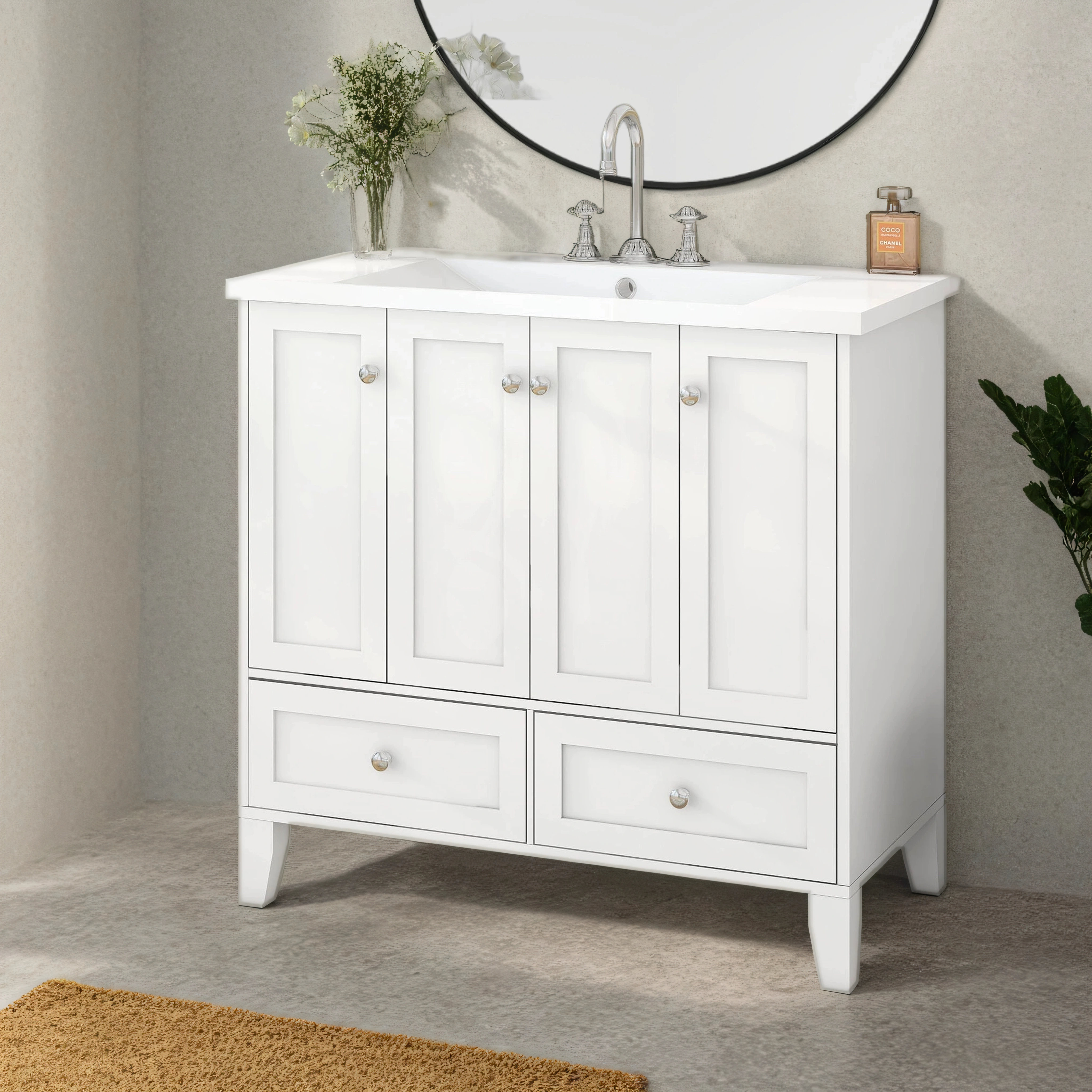 Winston Porter 36freestanding Bathroom Vanity With Solid Wood Frame