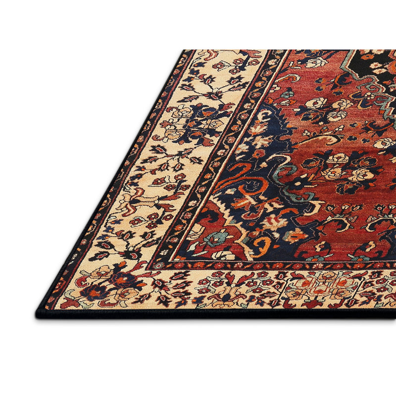 Tapis oriental rouge / ivoire, Rectangle 5 pi x 7 pi