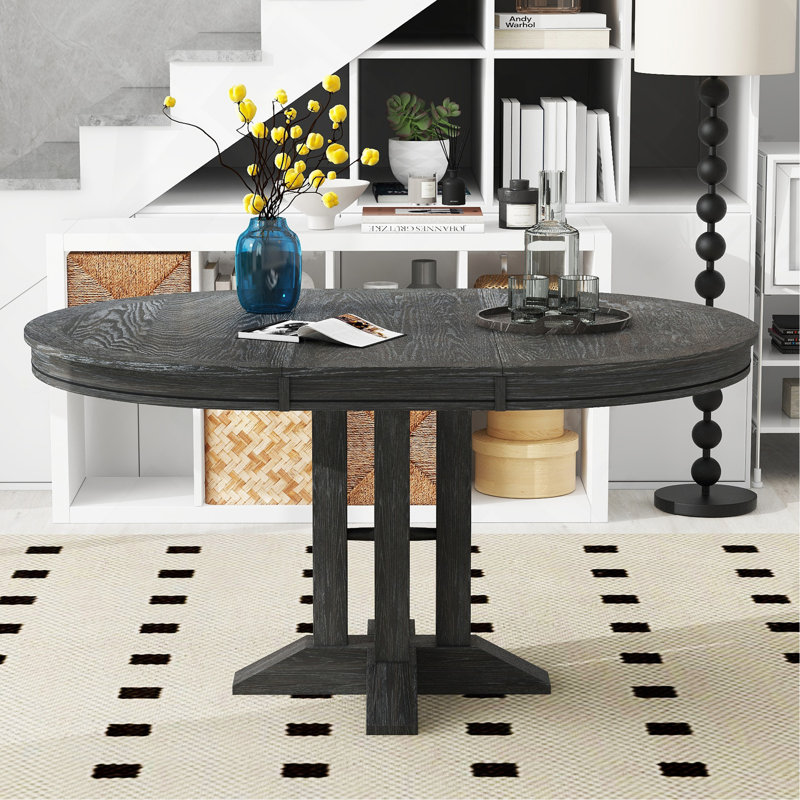 Table ronde extensible pour table de salle à manger Farmhouse, Noir