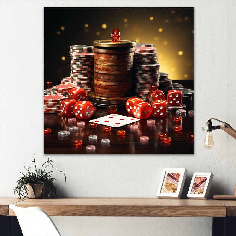 Art mural en métal, jeux de casino, poker III, H 16 po x l 16 po x P 1 po