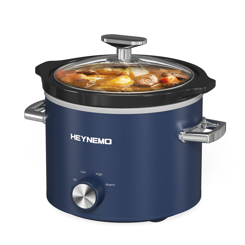 2 Quart Slow Cooker, Small Slow Cooker With Removable Pot, Slow Cooker Food Warmer With 3 Heating Settings & Dishwasher Safe Glass Lid, Blue