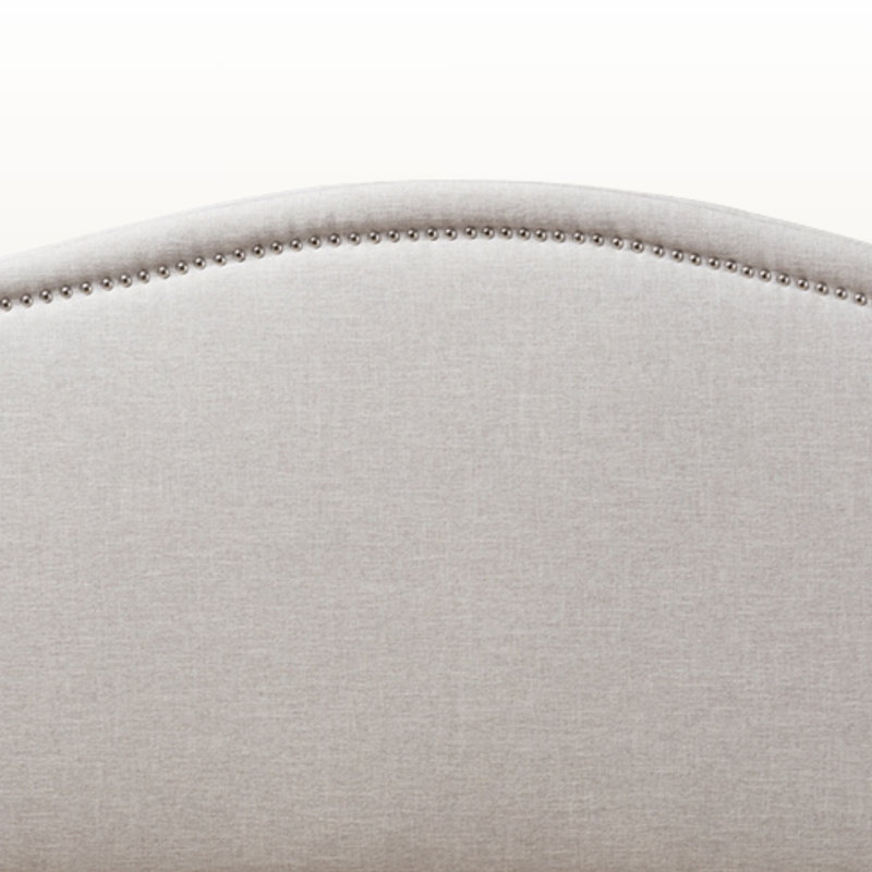 Montserrad Greyish Beige Queen Upholstered Nail Head Trim Headboard, 25.55" H X 60.55" W X 2.15" D, Greyish Beige, Queen