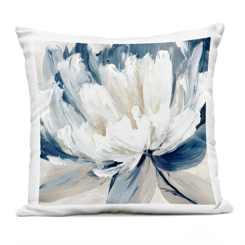 Coussin d'extérieur imprimé Blooming White, design par Alex Black