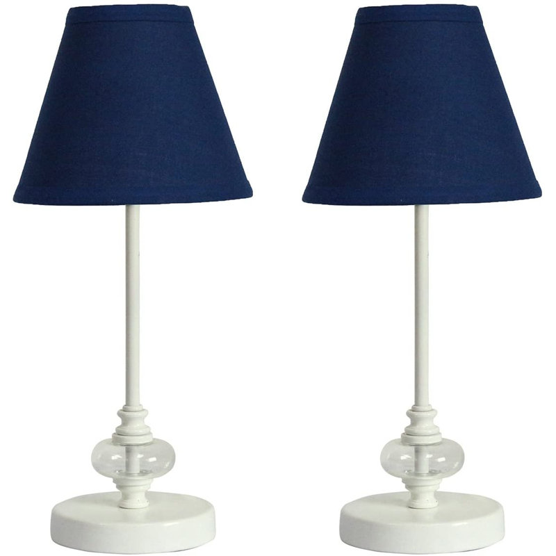 Ensemble de lampe de table 15 po Rothrock, Indigo, Blanc mat