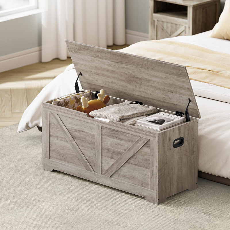 Storage Trunk with 2 Safety Hinges, Greige